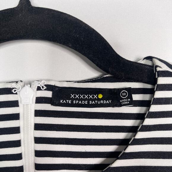 Kate Spade Saturday 00 Black White Pencil Striped Let Loose Fit and Flare Dress - Picture 10 of 13